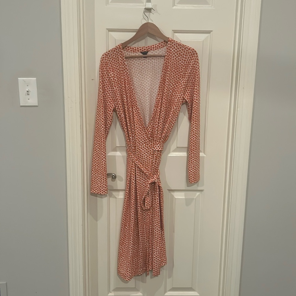 Ann Taylor wrap dress orange